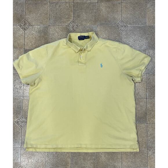 Vintage Polo Ralph Lauren Yellow Polo Shirt Classic Fit Short Sleeve Men's XXL - Picture 2 of 9